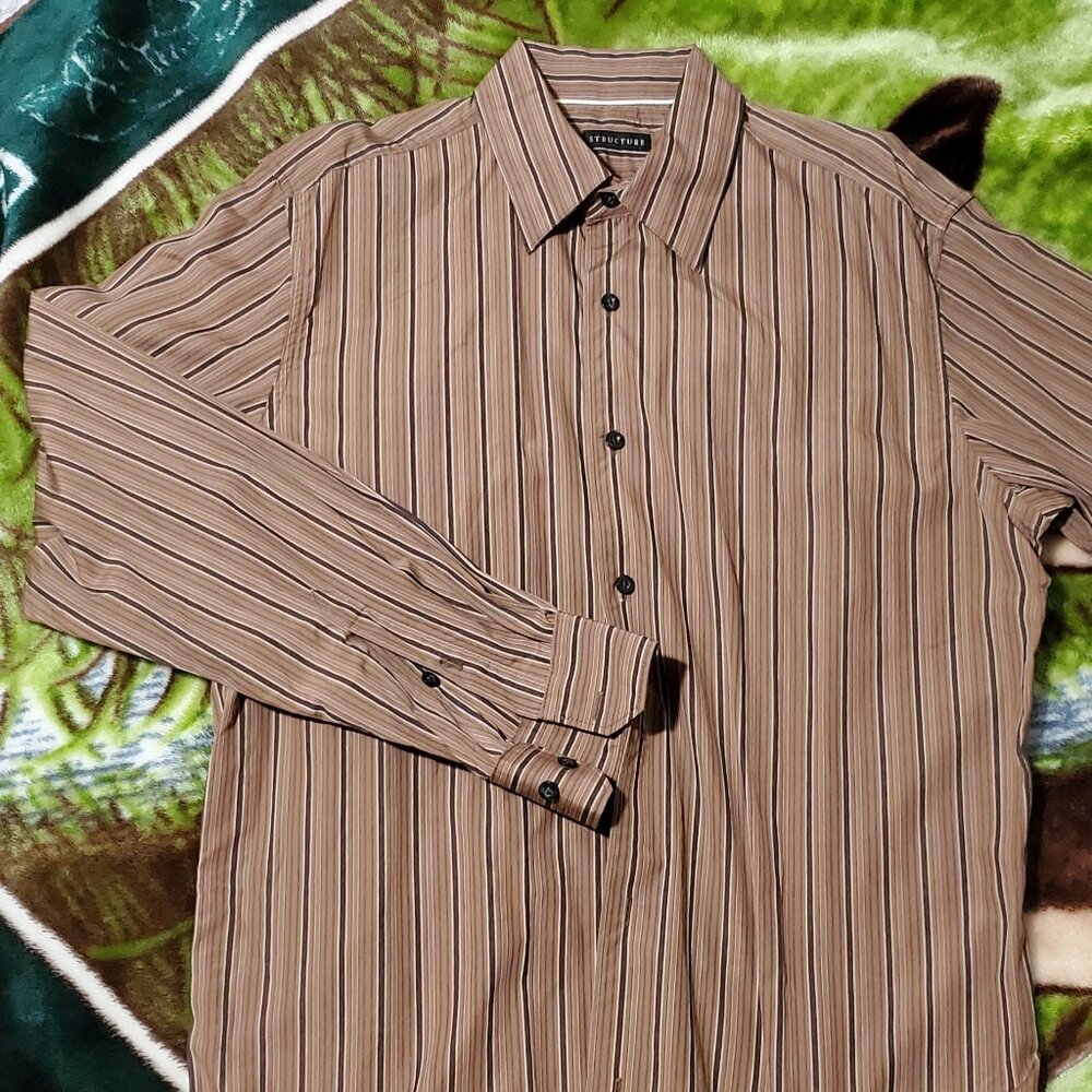 STRUCTURE Striped Long Sleeve Shirt Size M for Men